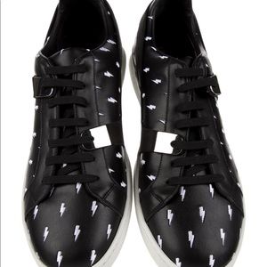 Neil Barrett Leather Sneakers with Thunderbolts